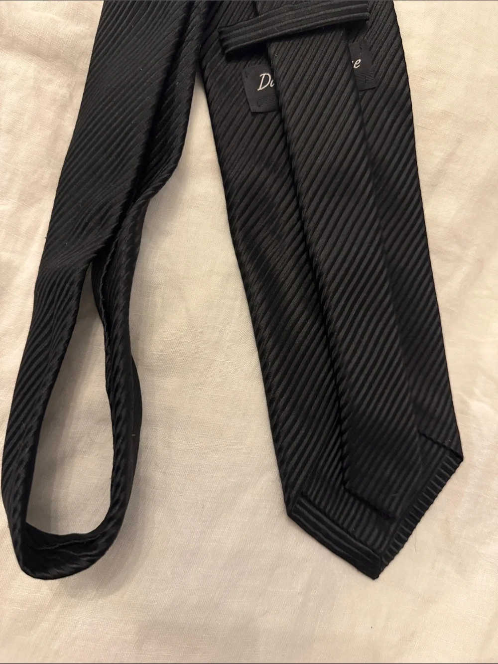 David Donahue Black Ribbed Silk Tie